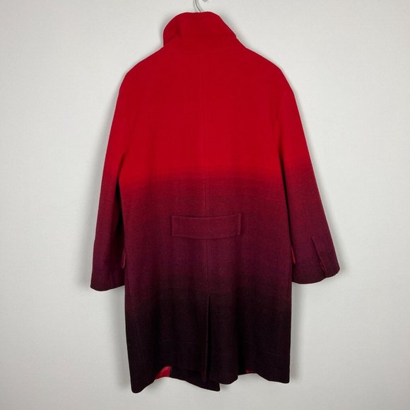 Worthington Dress Coat Womens‎ Large Red Ombre Wool Blend Long Double Breasted - Picture 5 of 15